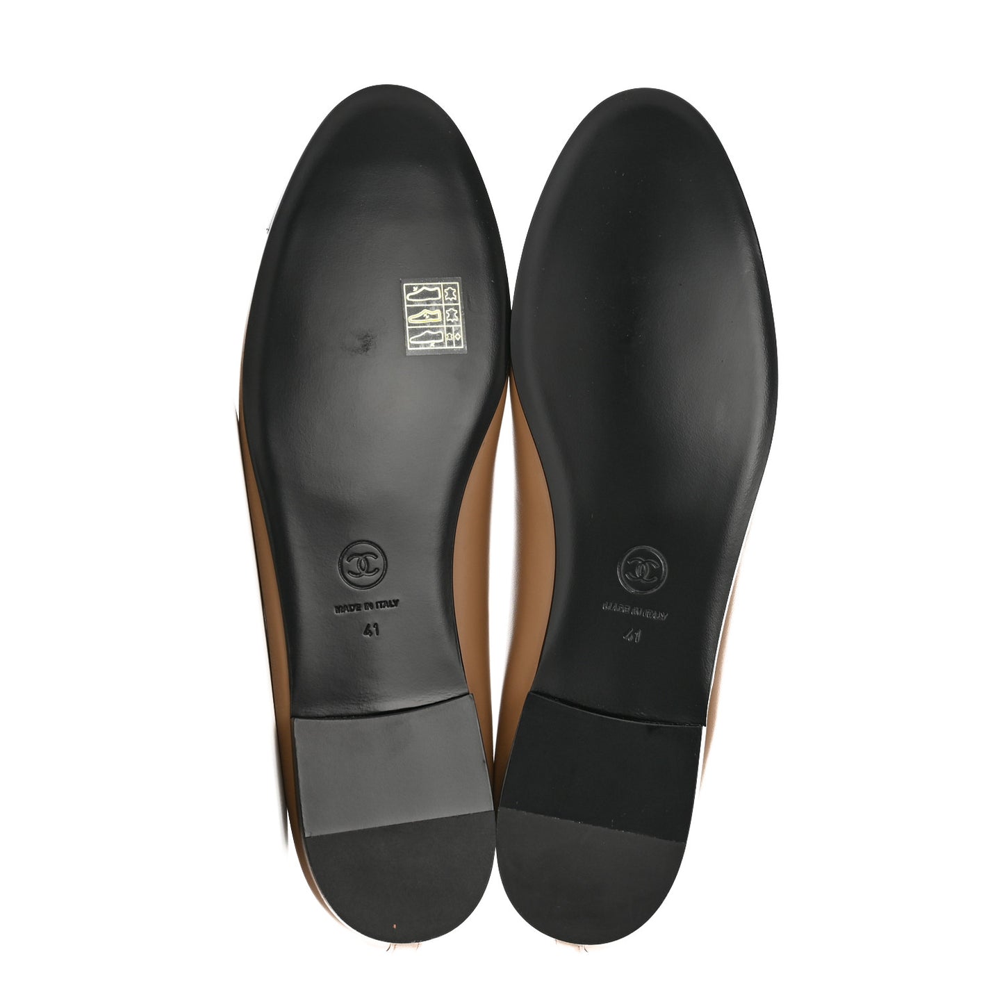 Lambskin Cap Toe CC Ballerina Flats 41 Dark Beige Black