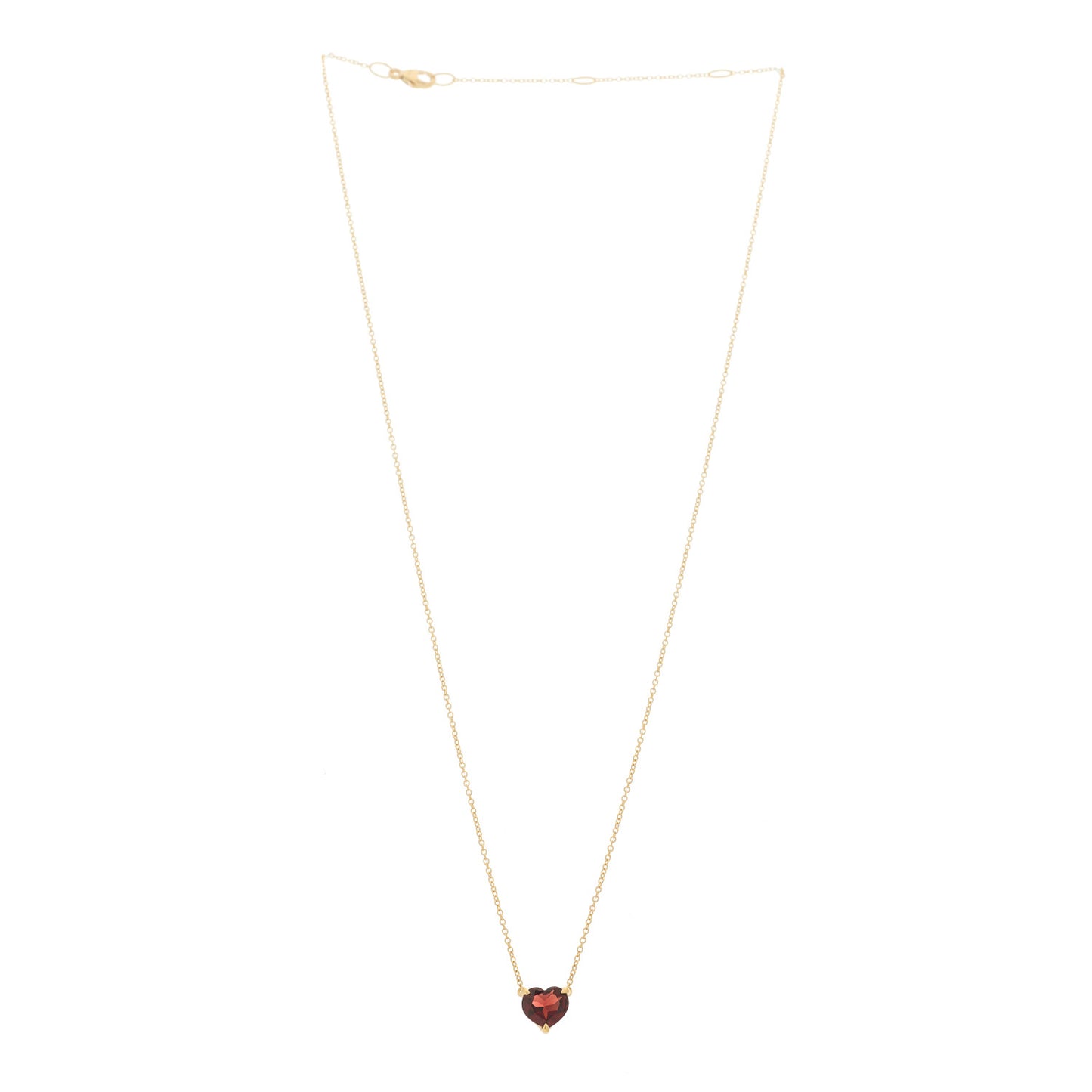 18K Yellow Gold Garnet Heart Pendant Necklace