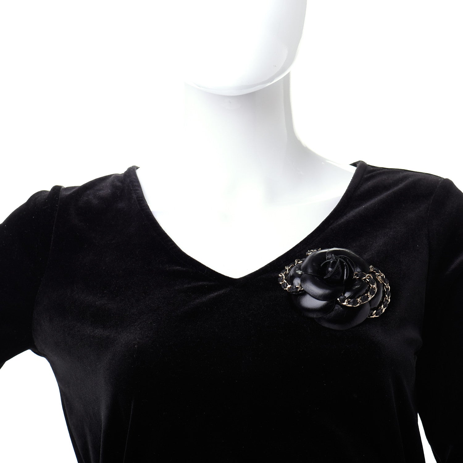 Chanel Lambskin Chain CC Camellia Brooch Black 2 of 5