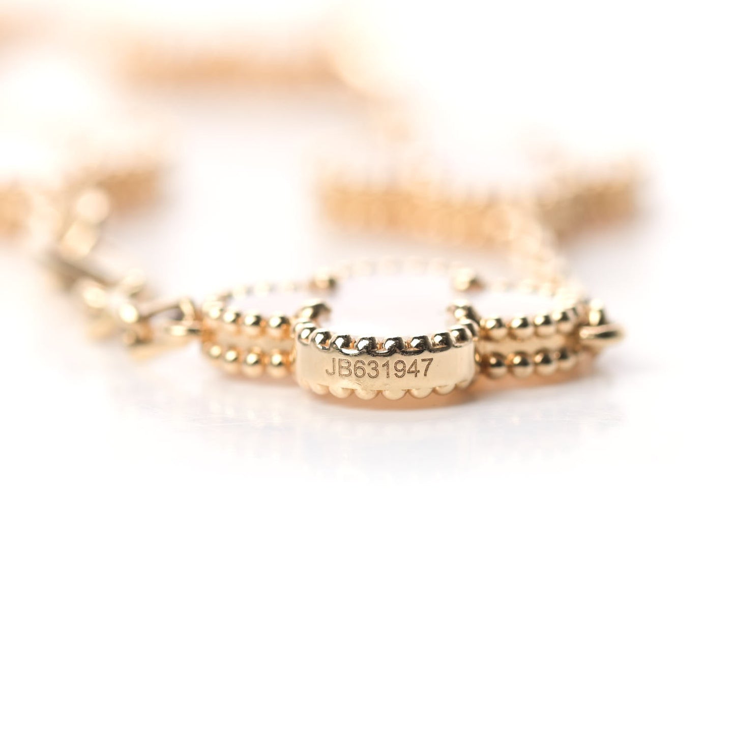 18K Yellow Gold Mother of Pearl 5 Motifs Vintage Alhambra Bracelet
