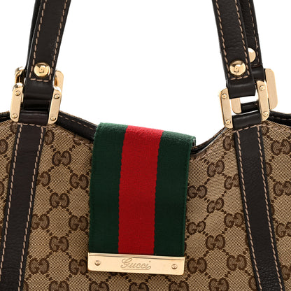 Gucci Monogram New Ladies Web Tote Dark Brown 8 of 13