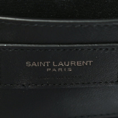 Saint Laurent Patent Crocodile Embossed Sac Coeur Heart Shaped Clutch Black 7 of 8