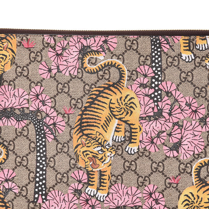 Gucci GG Supreme Monogram Bengal Zip Pouch Beige New Acero Crop Pink 8 of 10