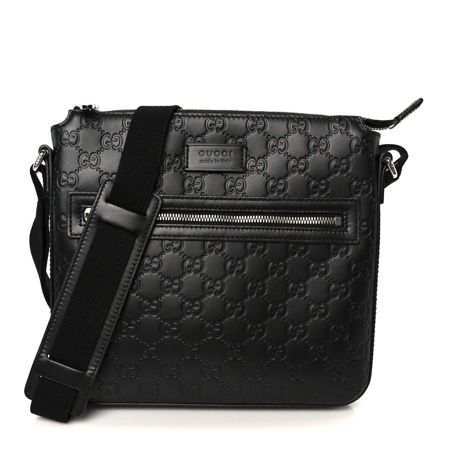 Gucci Guccissima Signature Small Messenger Bag Black 1 of 11