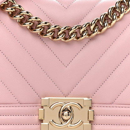 Chanel Caviar Chevron Quilted Medium Boy Flap Light Pink 7 of 10
