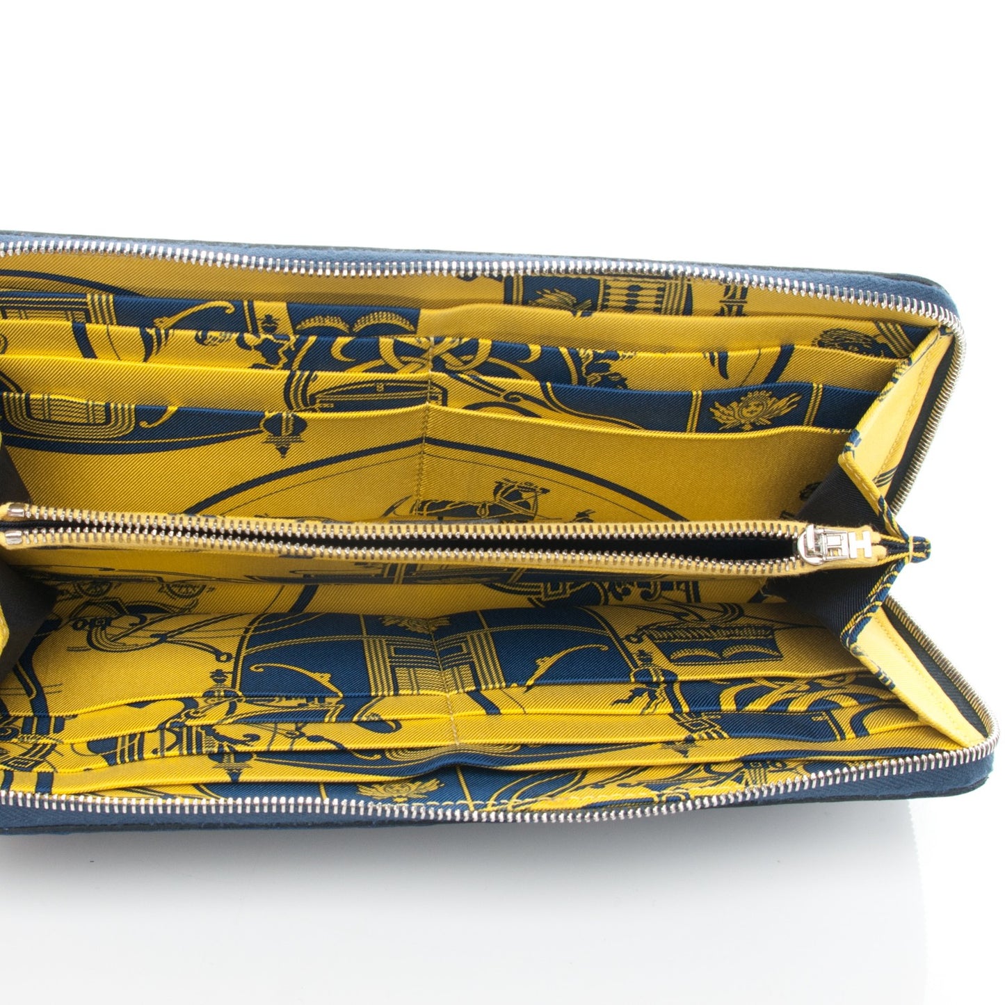 Epsom Silk'In Wallet Bleu Saphir Fauve Lime