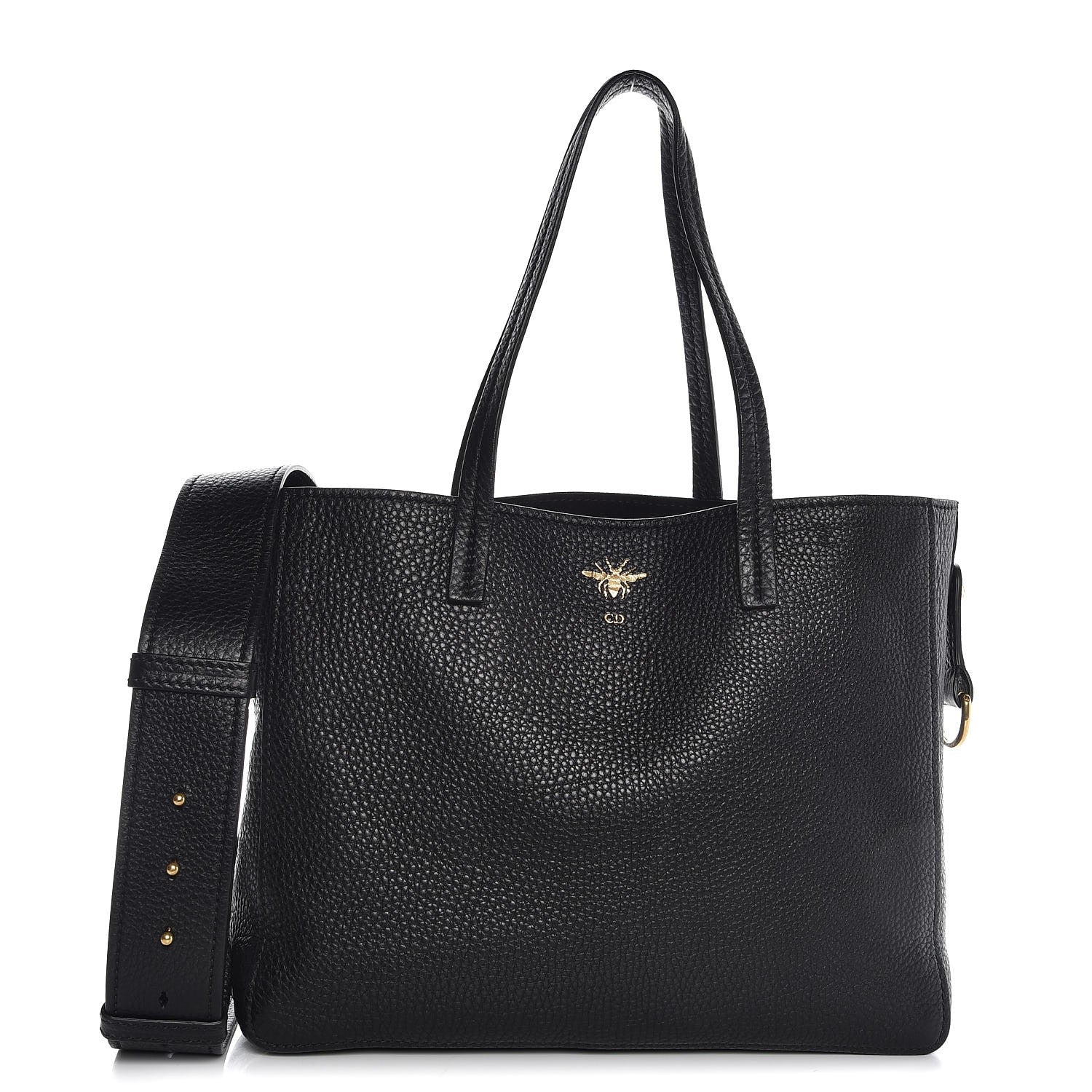 Christian Dior Grained Calfskin D-Bee Shopper Black 1 of 8