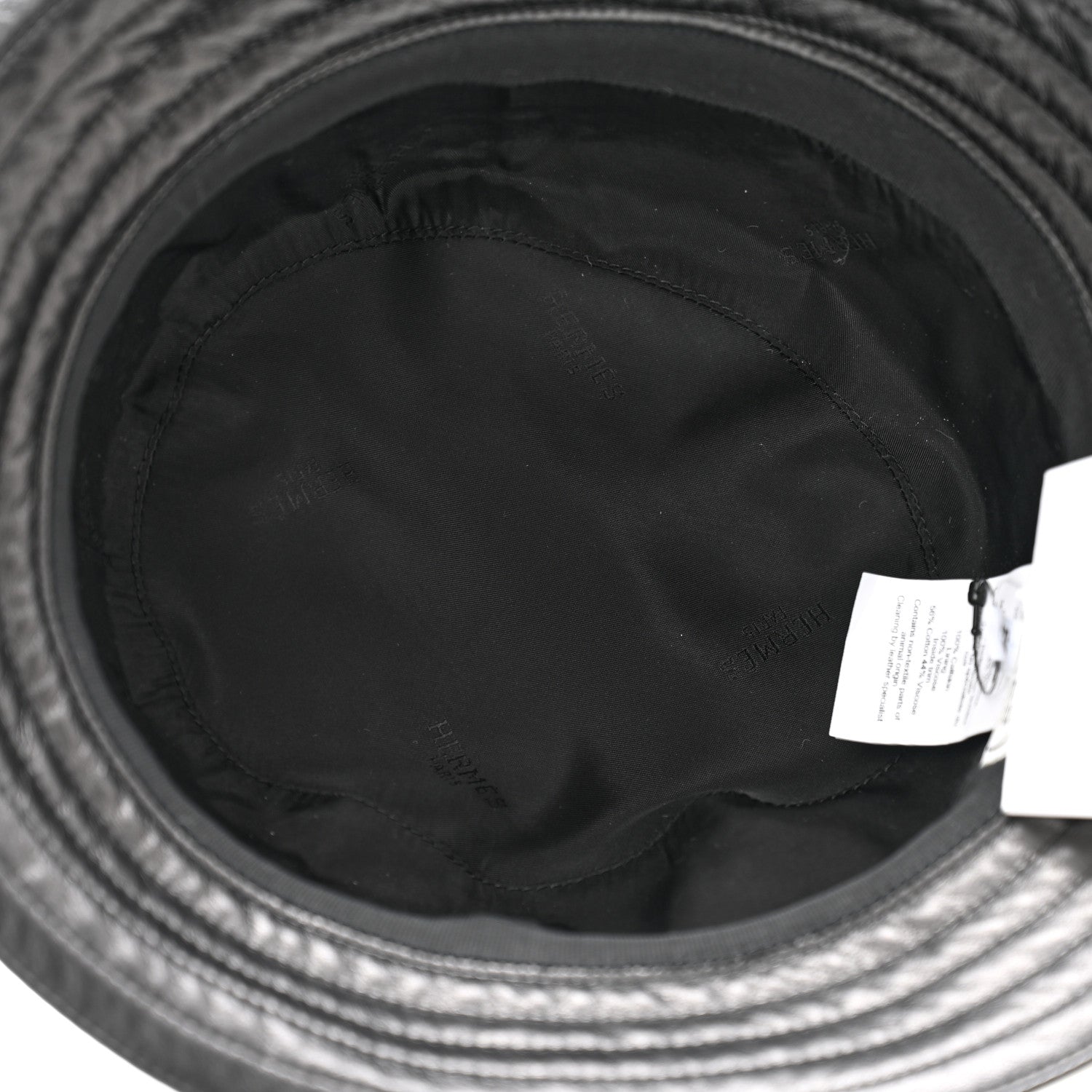 Hermes Newton Calfskin Fred Bucket Hat 59 Black 7 of 10