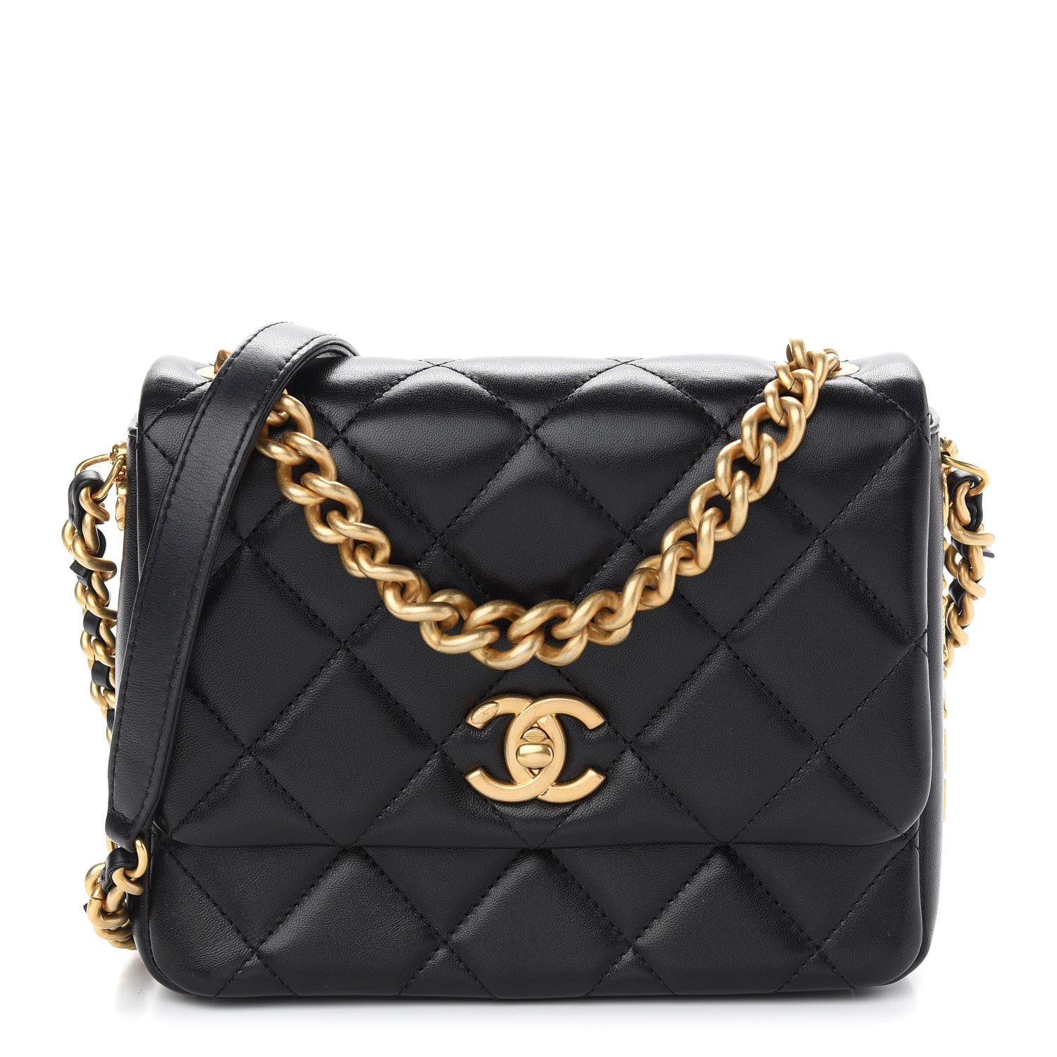 Chanel Lambskin Quilted Small Side Note Flap Black 1 of 9