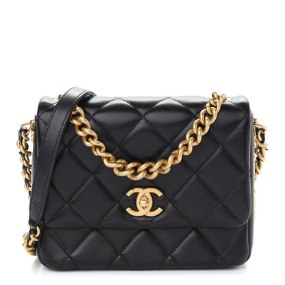 Chanel Lambskin Quilted Small Side Note Flap Black 1 of 9