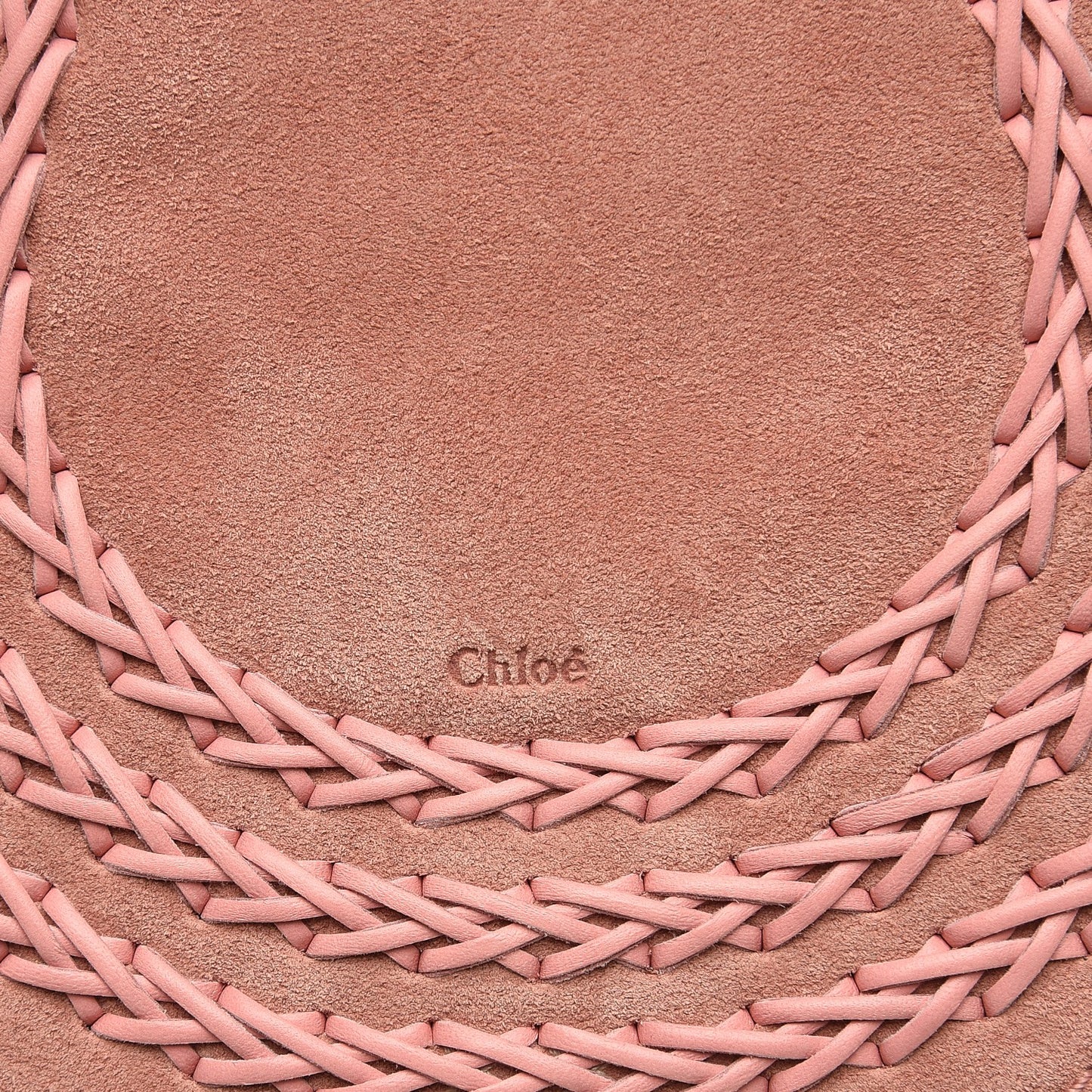 Suede Calfskin Braided Mini Marcie Round Crossbody Bag Washed Pink