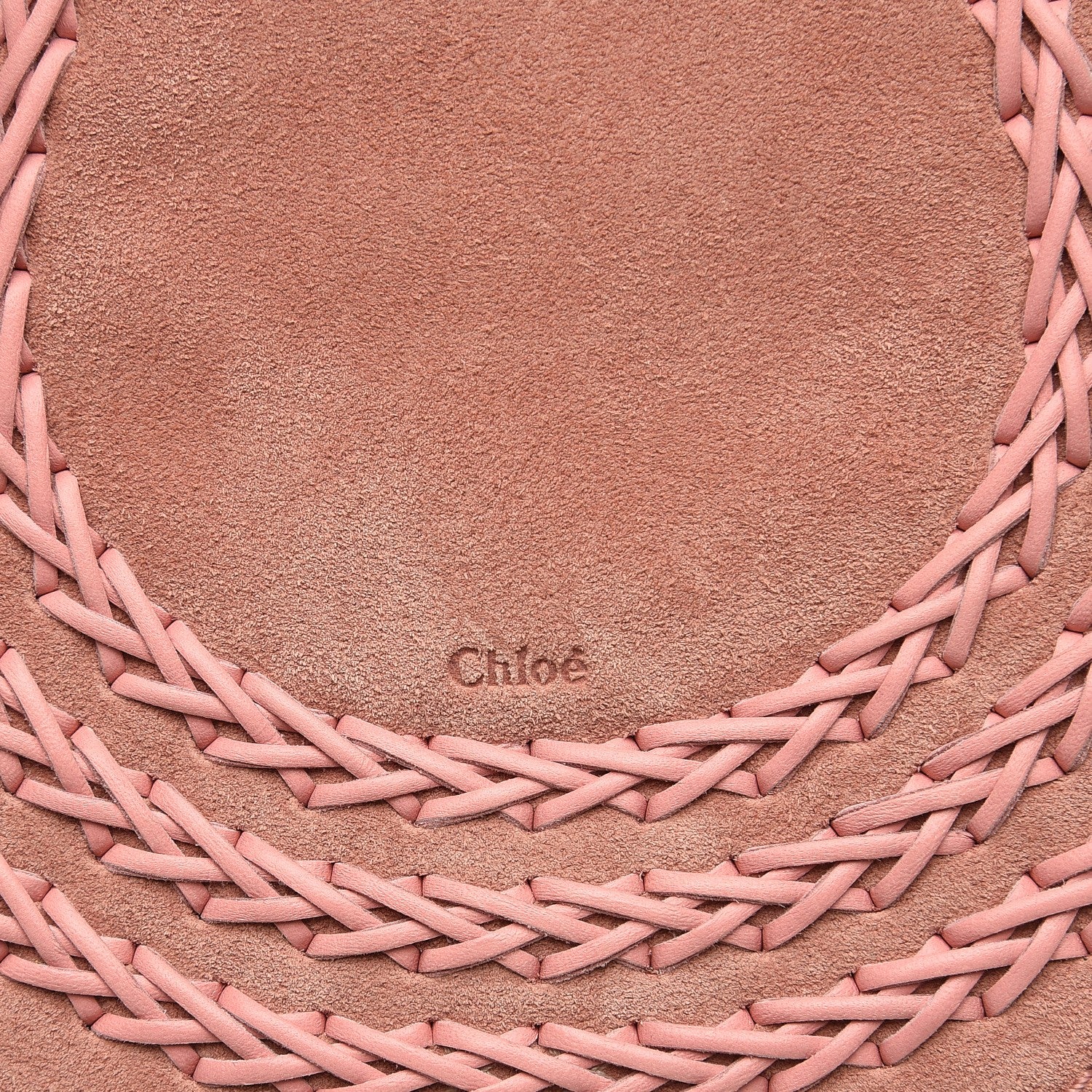 Chloe Suede Calfskin Braided Mini Marcie Round Crossbody Bag Washed Pink 7 of 7