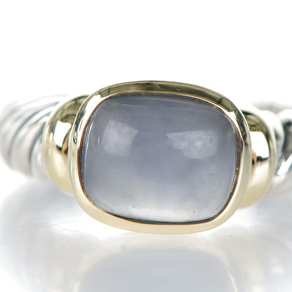 David Yurman Sterling Silver 14K Yellow Gold Chalcedony 10mm Noblesse Ring 54 7 4 of 6