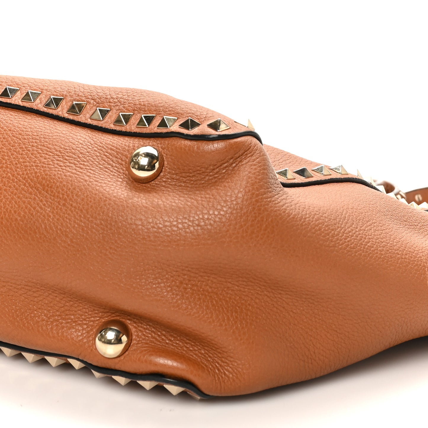 Pebbled Calfskin Medium Rockstud Tote  Light Cuir