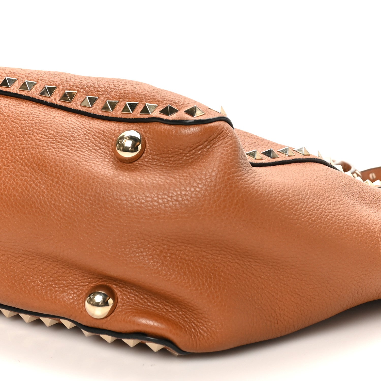 Valentino Garavani Pebbled Calfskin Medium Rockstud Tote  Light Cuir 9 of 9
