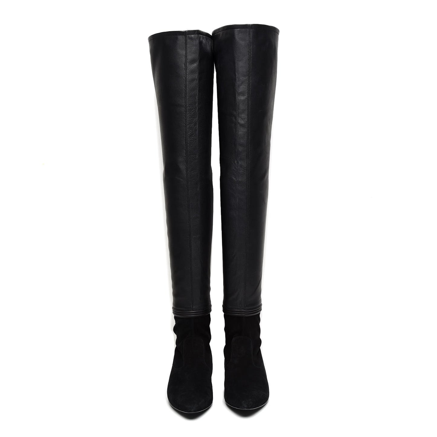 Suede Lambskin Thigh High Boots 40.5 Black
