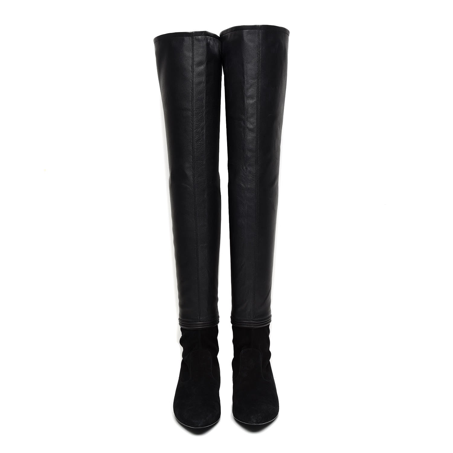 Chanel Suede Lambskin Thigh High Boots 40.5 Black 2 of 12