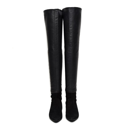Chanel Suede Lambskin Thigh High Boots 40.5 Black 2 of 12