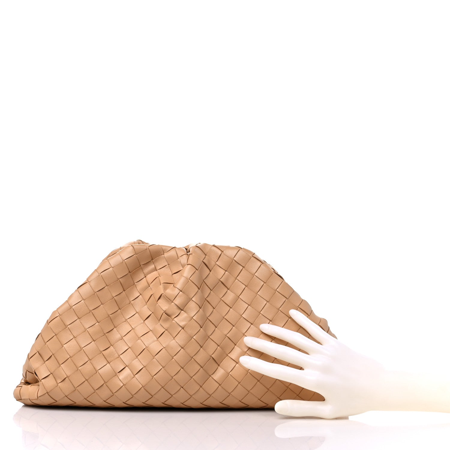 Bottega Veneta Nappa Maxi Intrecciato The Pouch Oversized Clutch Almond 2 of 10