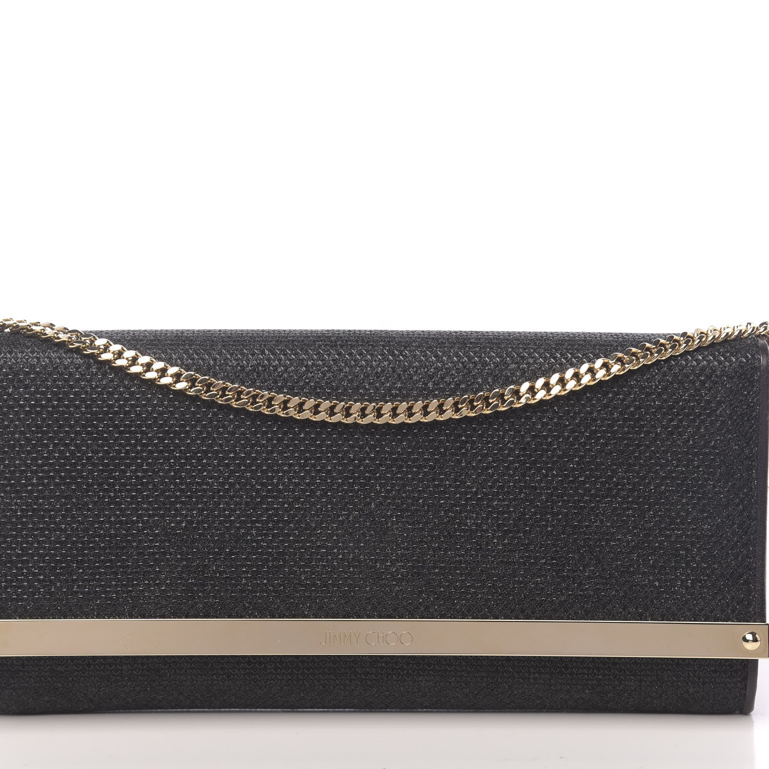 Jimmy Choo Glitter Fabric Milla Chain Wallet Black 9 of 10