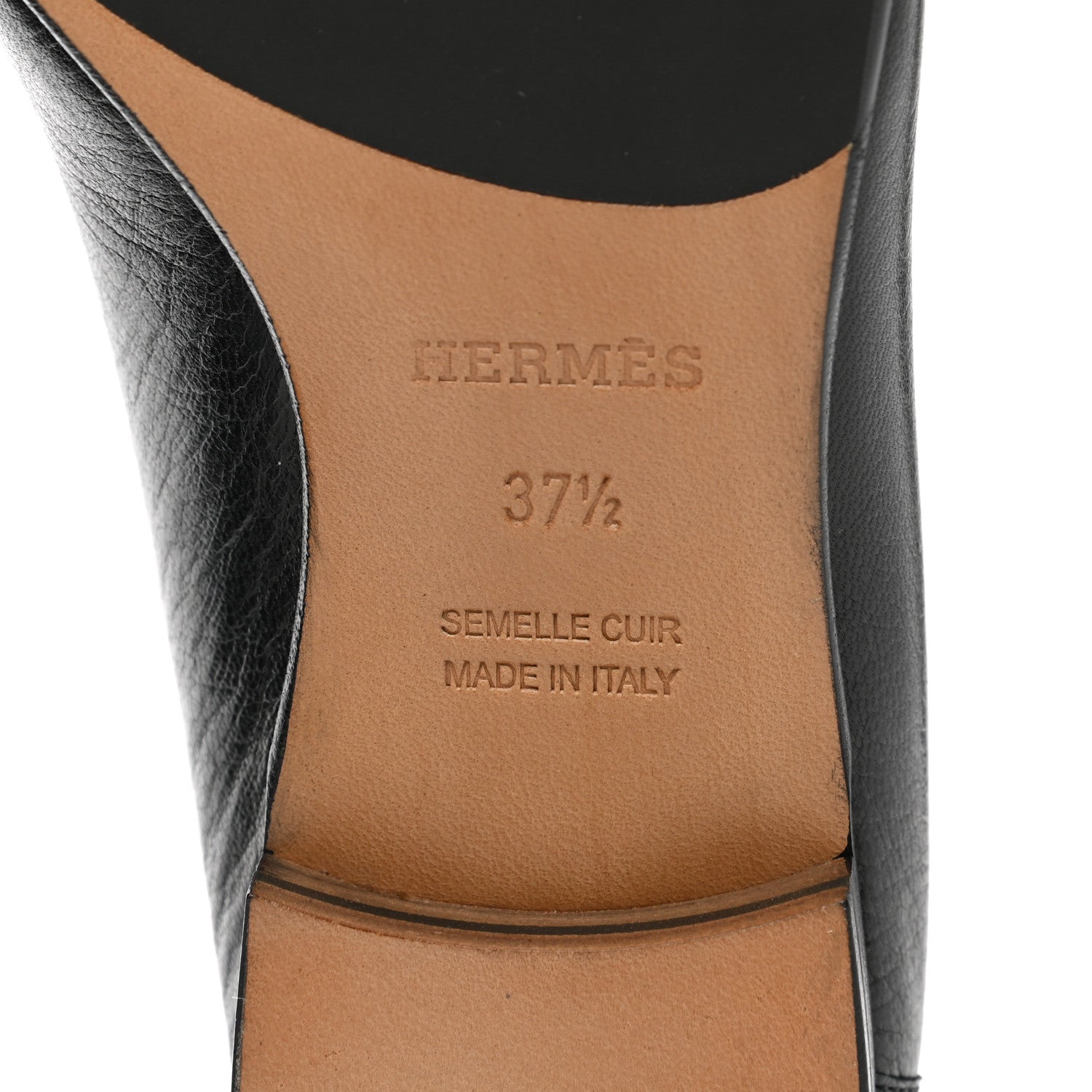 Hermes Goatskin Womens Paris Loafers 37.5 Black 6 of 8