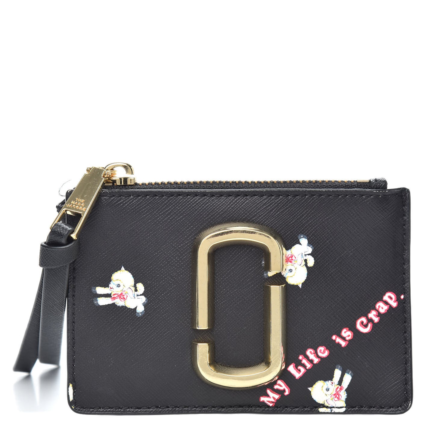 X MAGDA ARCHER Saffiano Top Zip Multi Wallet Black