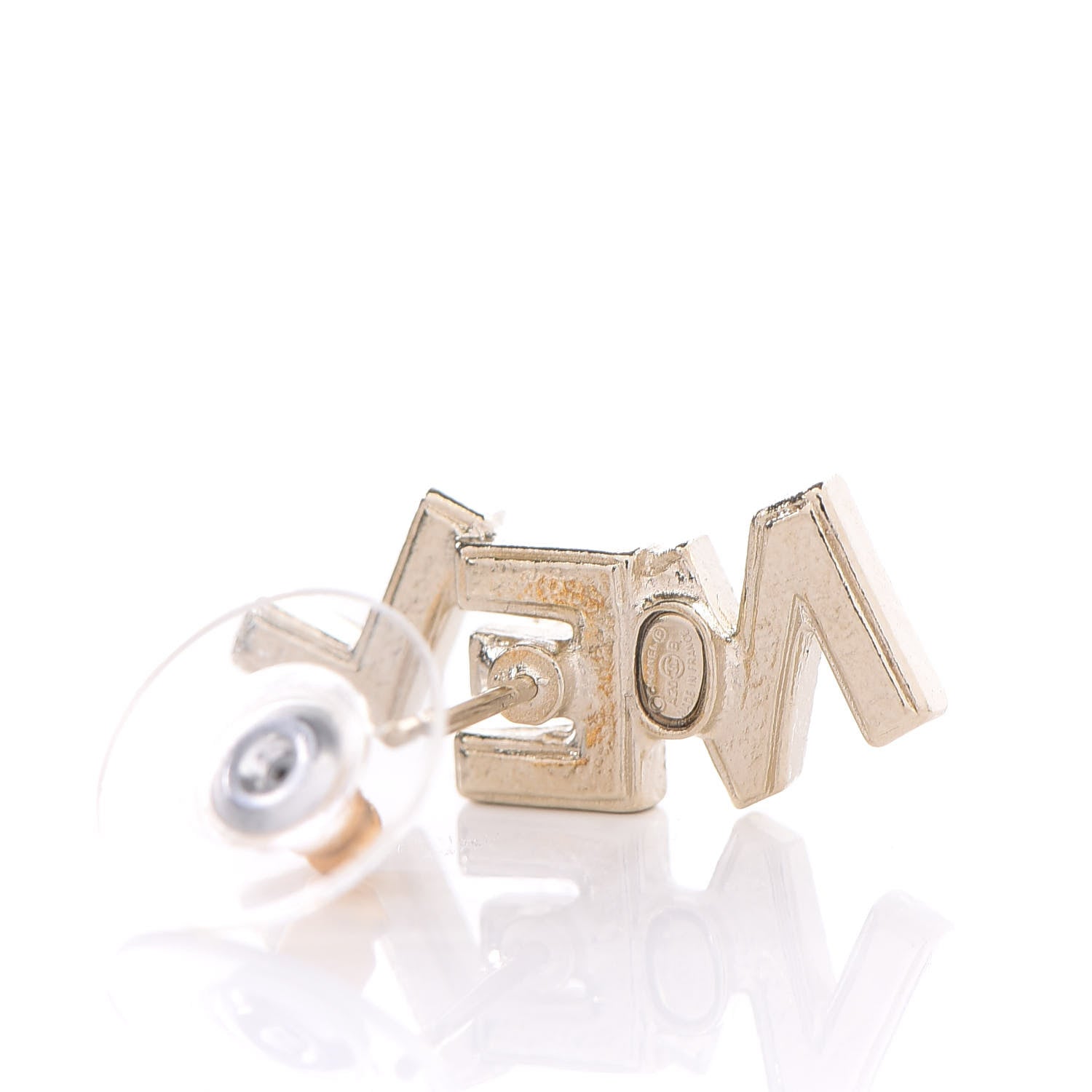 Chanel Crystal Pearl Signature Stud Earrings Gold 3 of 4