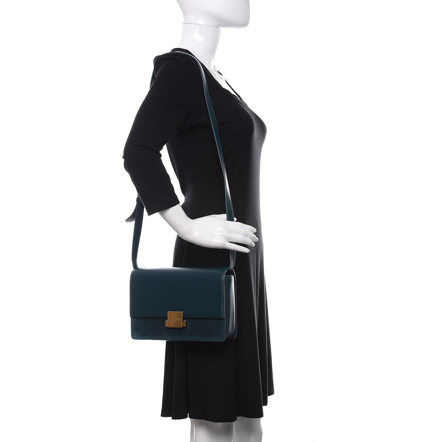 Smooth Calfskin Suede Medium Bellechasse Dark Turquoise