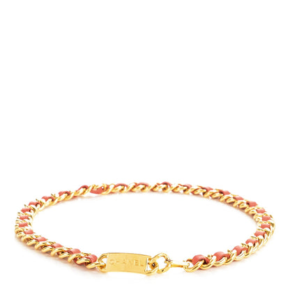 Chanel Lambskin Chain Logo Belt Gold Coral 1 of 4