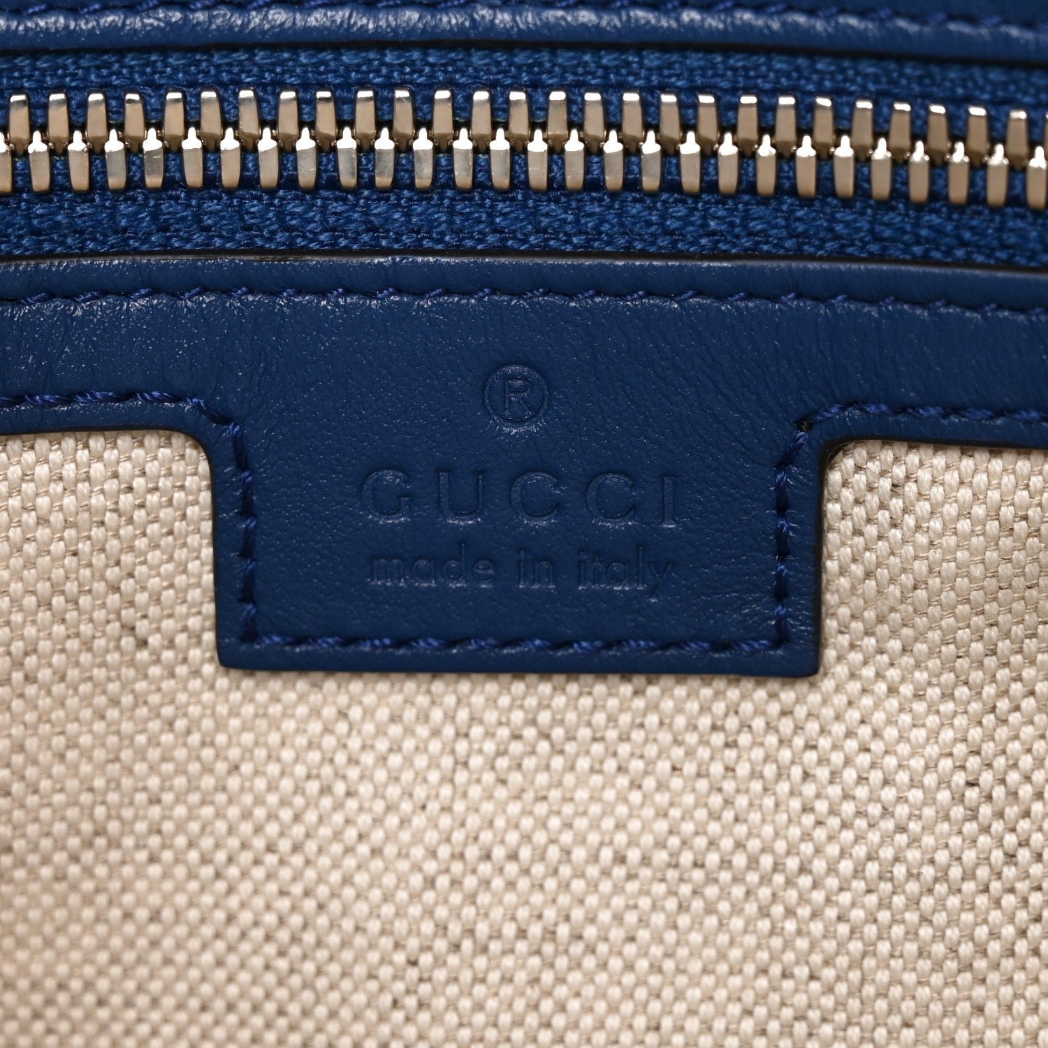 Gucci Calfskin GG Tennis Embossed Medium Wristlet Messenger Bag Intense Metal Blue 7 of 10