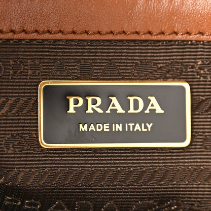 Prada Jacquard Saffiano Triangolo Symbole Embroidered Large Tote Tobacco Talco 6 of 8