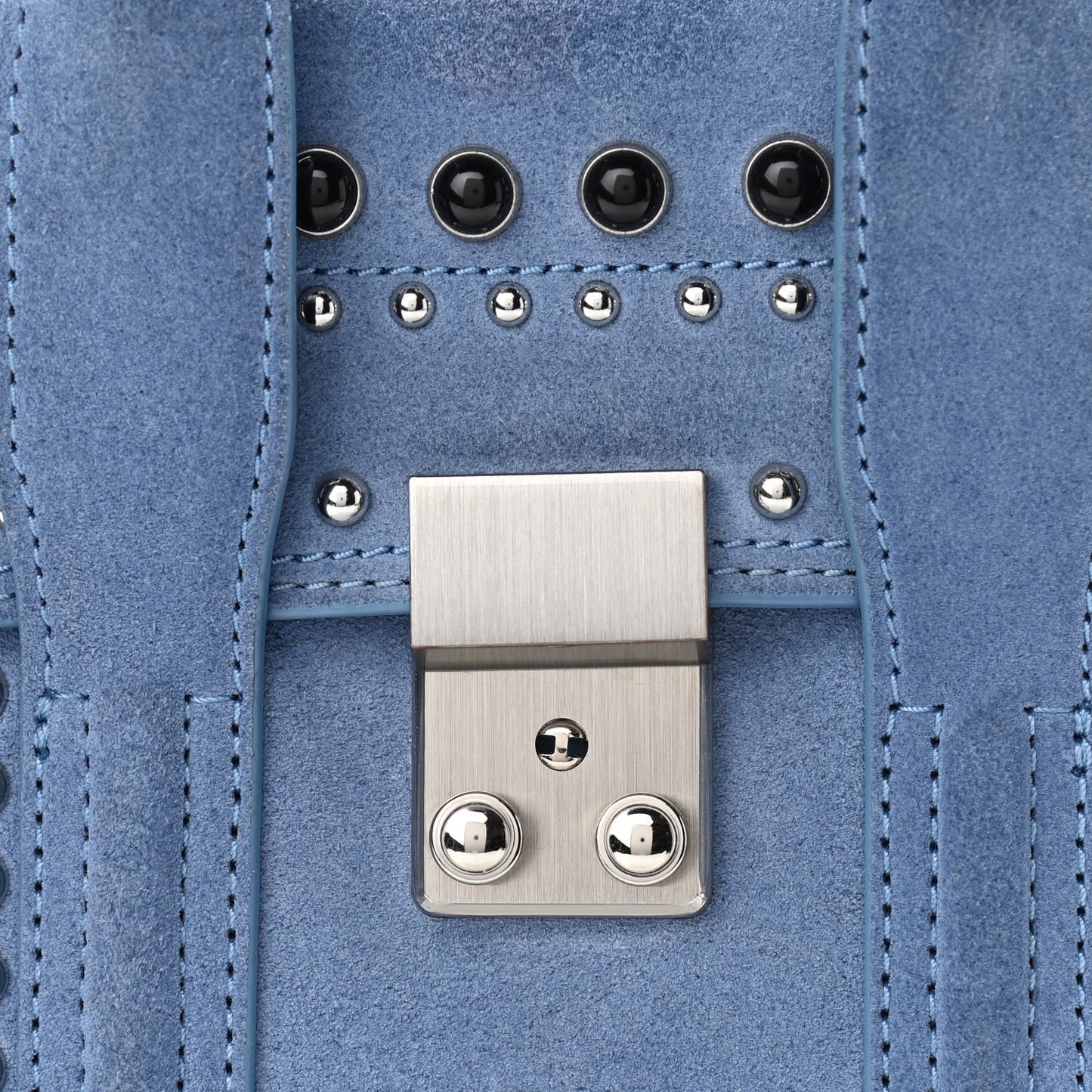 Suede Studded Mini Pashli Satchel Blue