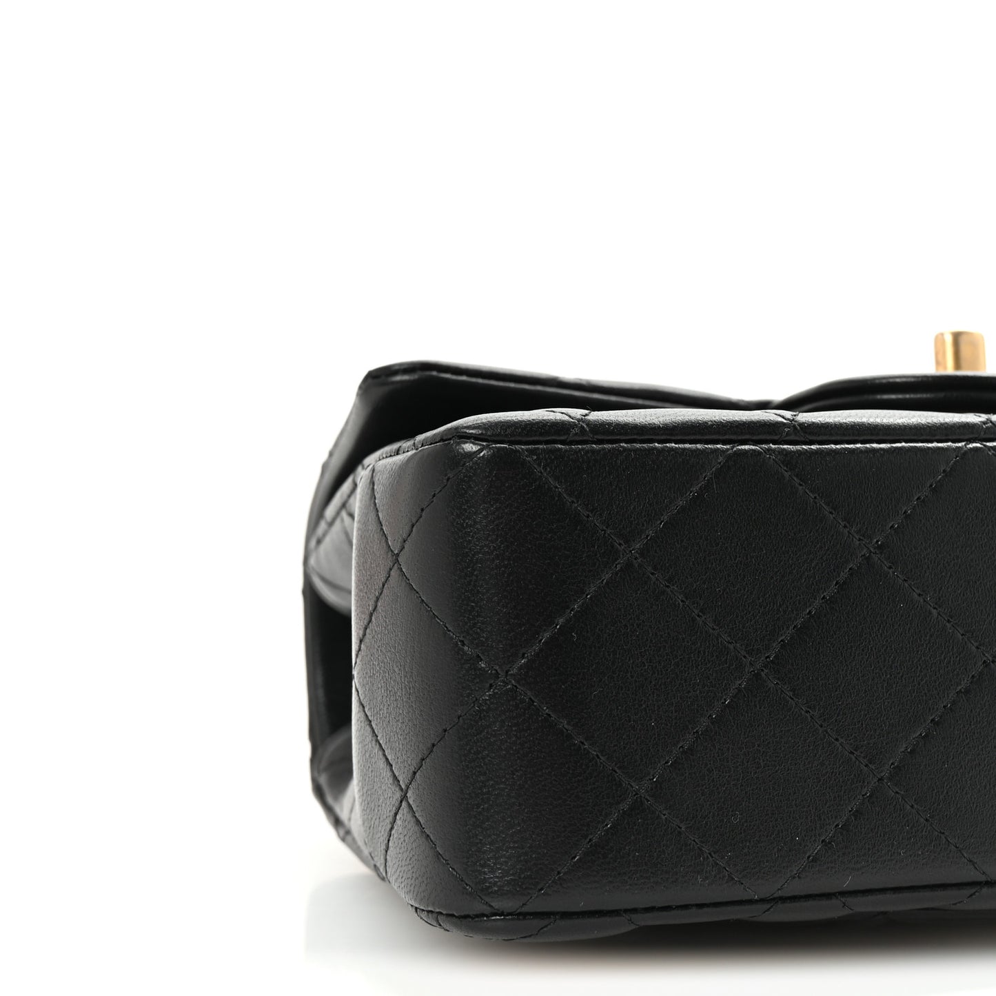 Lambskin Quilted Metal Mini Top Handle Rectangular Flap Black