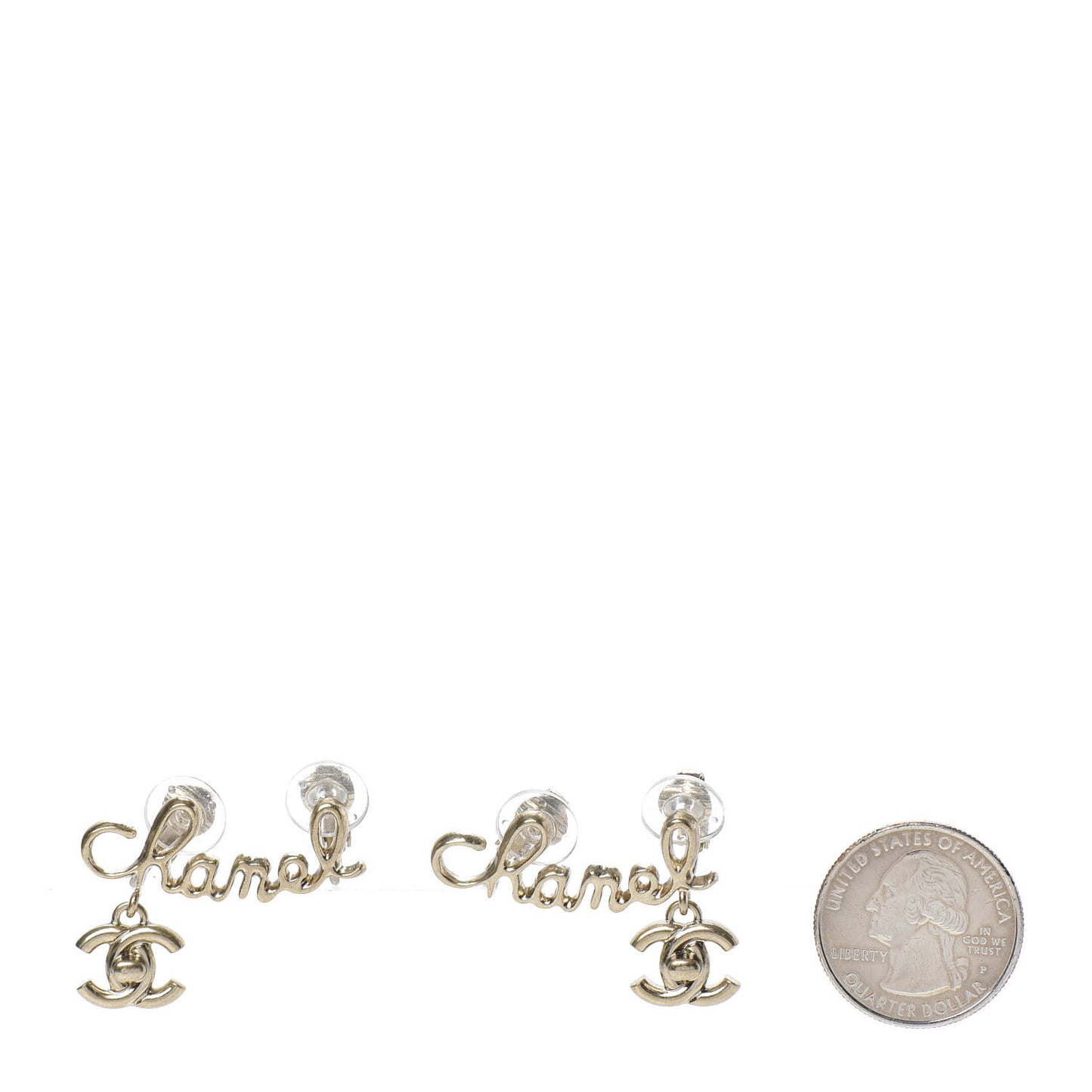 Metal Logo CC Turnlock Clip On Earrings Gold