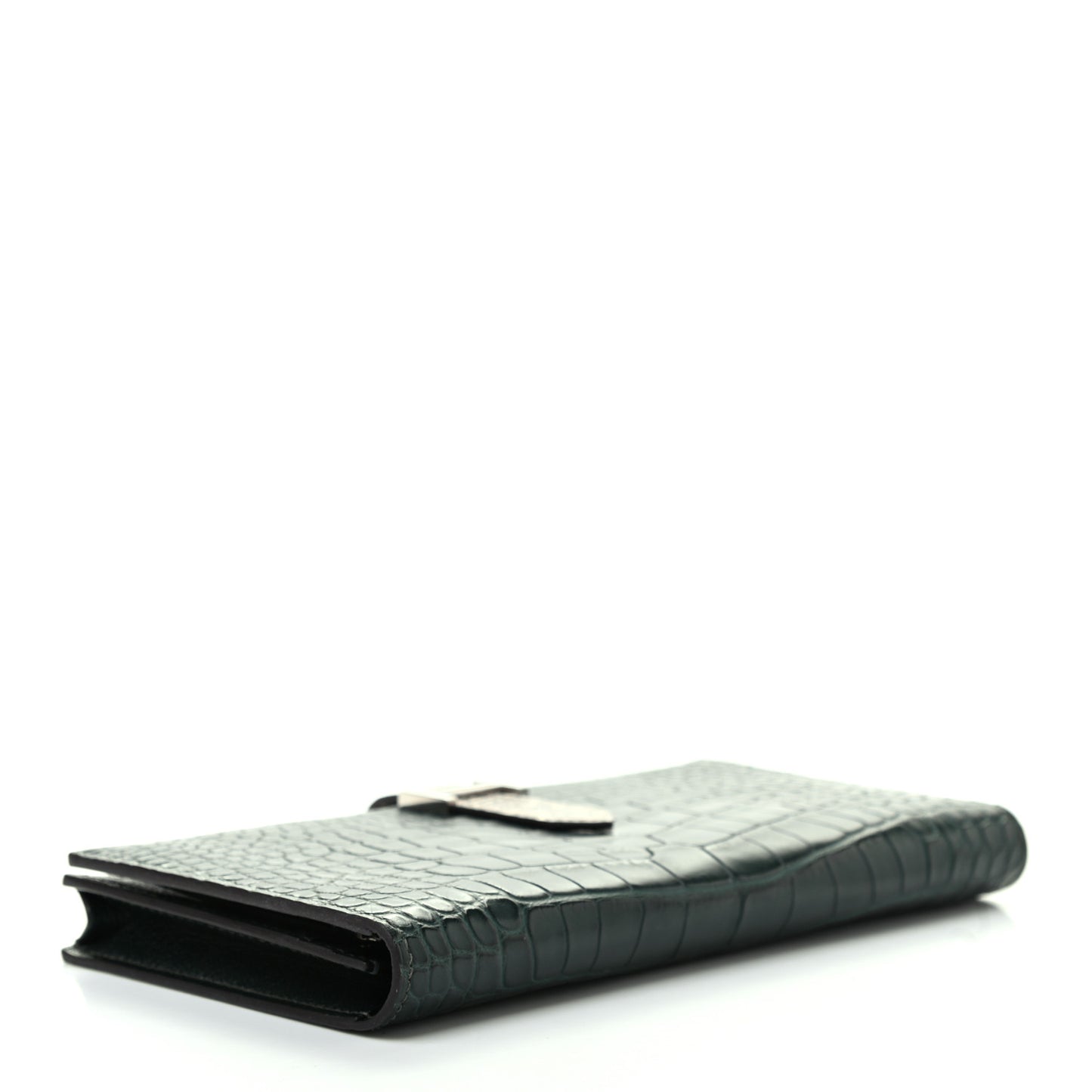 Matte Alligator Lizard Bearn Gusset Wallet Ombre Vert Fonce