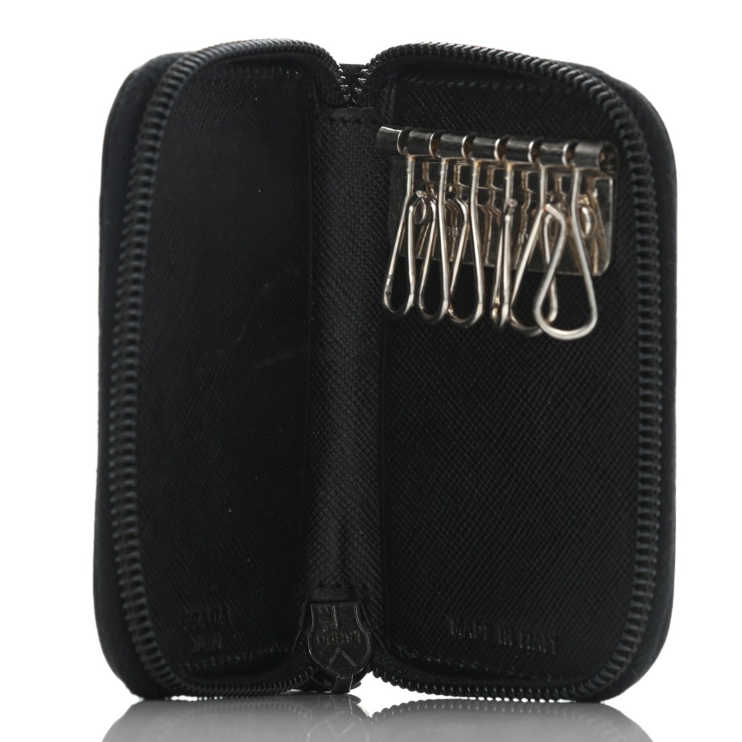 Prada Saffiano Zip Around Key Holder Black 5 of 12