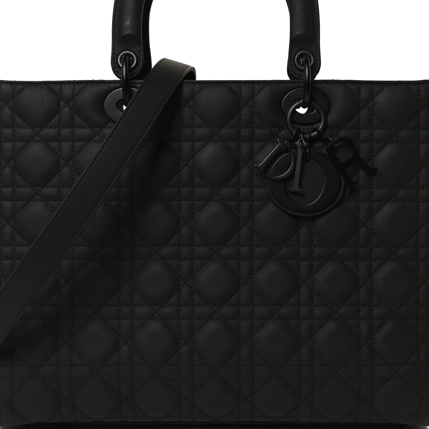 Christian Dior Ultra Matte Calfskin Cannage Large Lady Dior Black 9 of 15