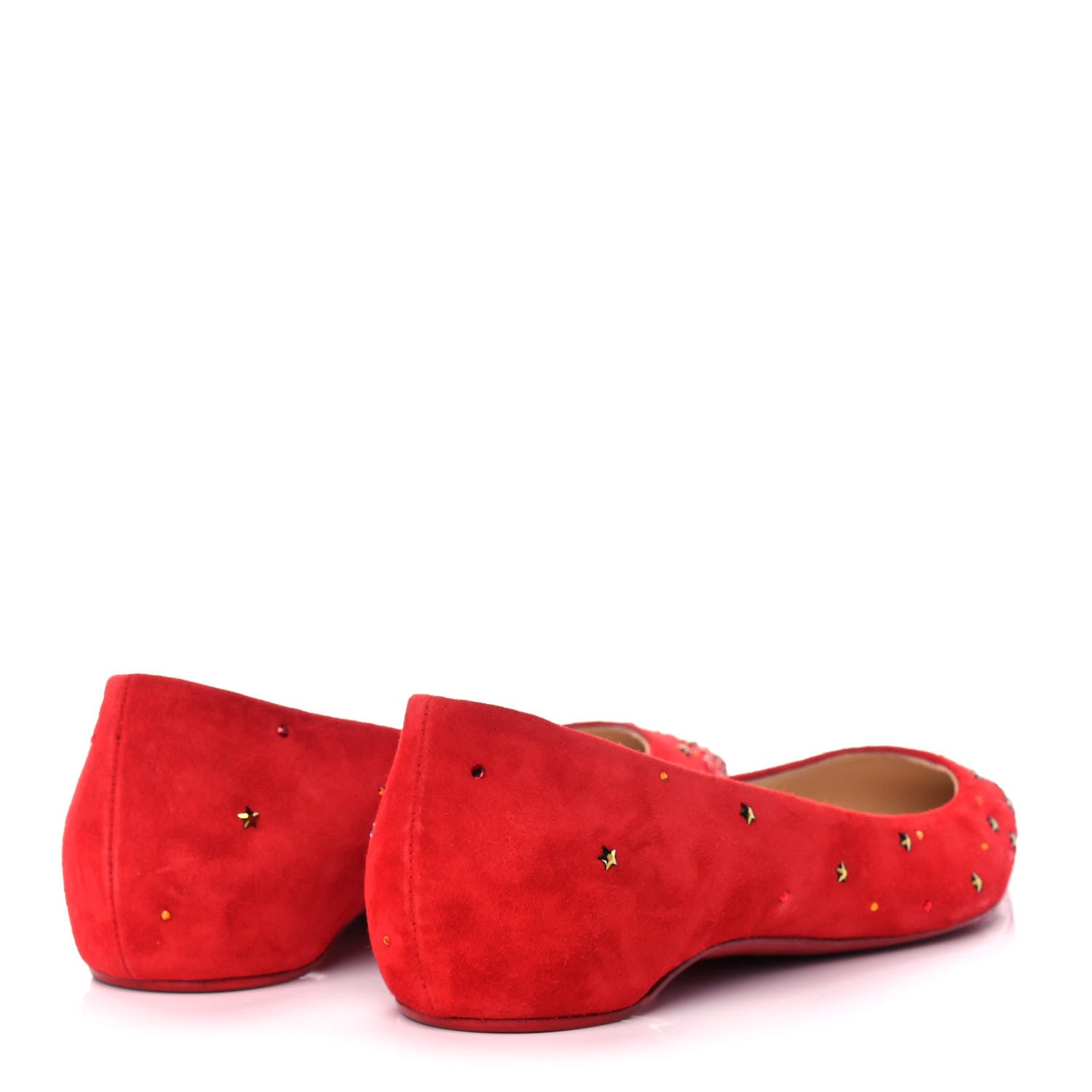 Christian Louboutin Veau Velours Embellished Gravitanita Starry Flats 39 Red 4 of 11