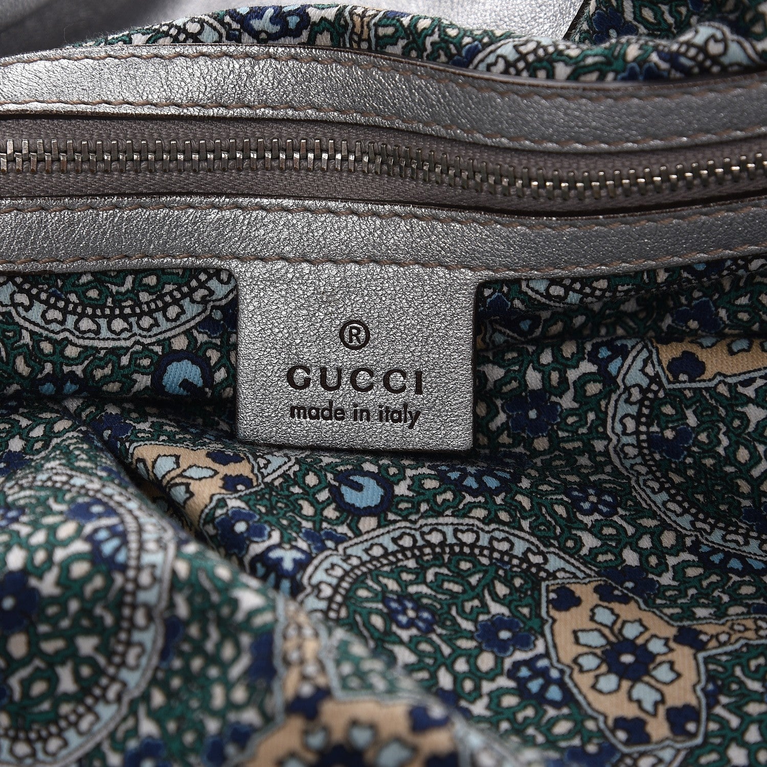 Gucci Metallic Calfskin Large Indy Top Handle Hobo Silver 8 of 21