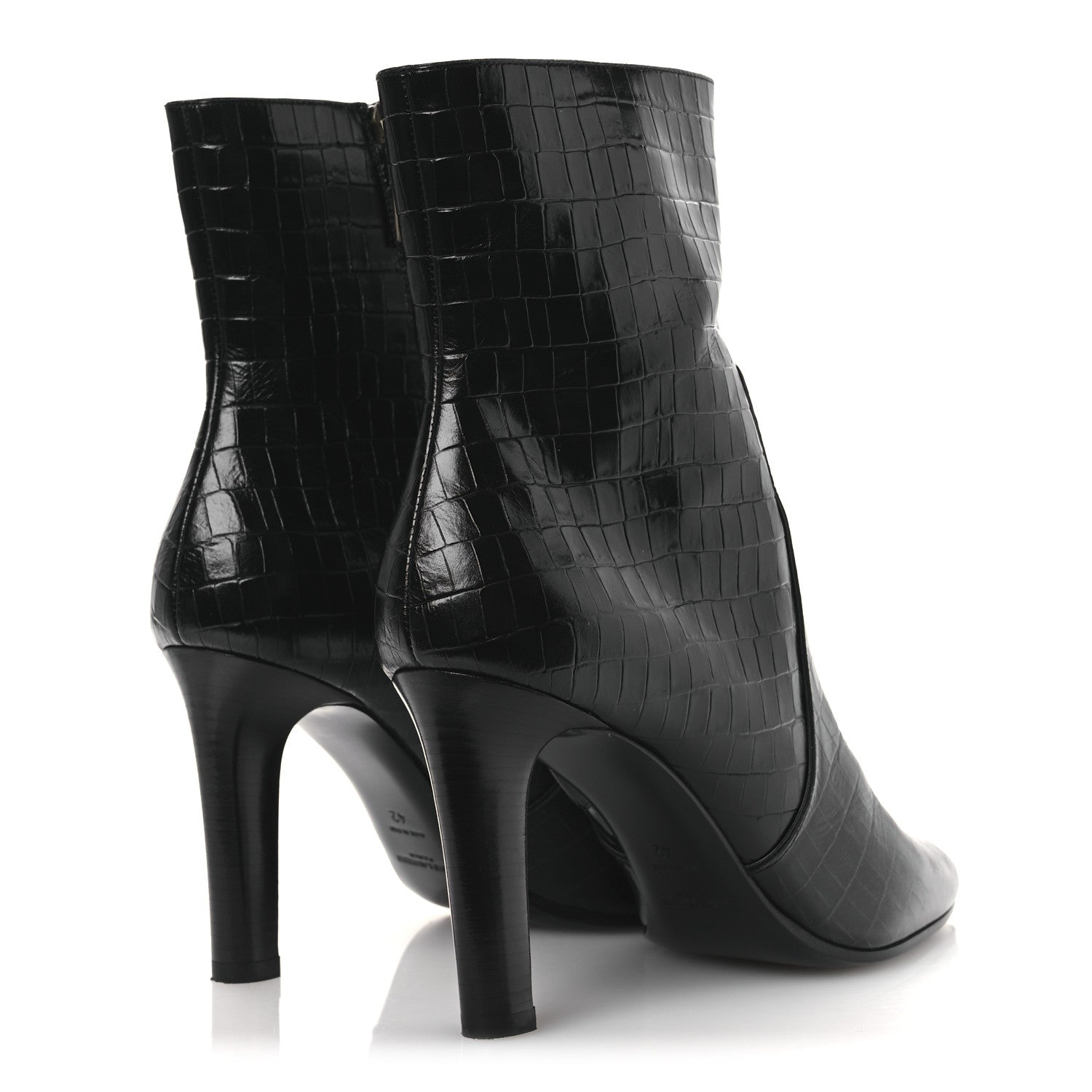 Saint Laurent Shiny Crocodile Embossed Jane 90 Zip Booties 42 Black 5 of 11
