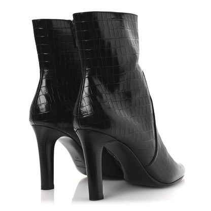 Saint Laurent Shiny Crocodile Embossed Jane 90 Zip Booties 42 Black 5 of 11