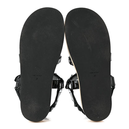 Chanel Laminated Goatskin Chain Sandals 39 Black 5 of 9