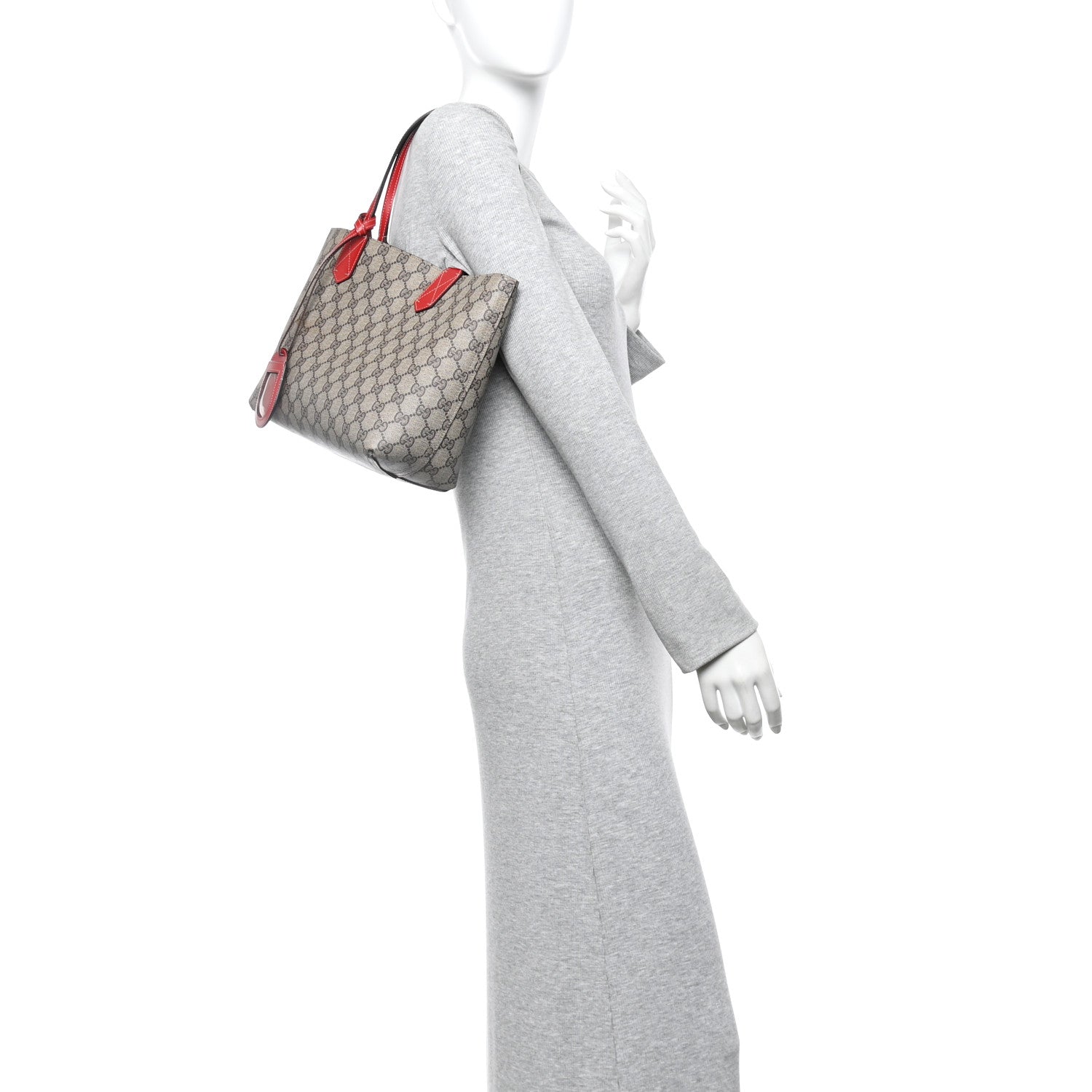 Gucci GG Supreme Monogram Small Reversible Tote Beige Red 2 of 18