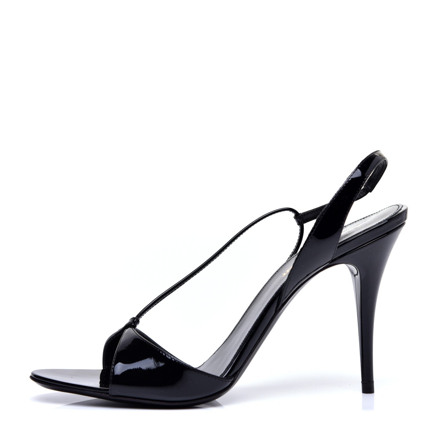 Saint Laurent Patent Calfskin Anouk 110 Sandals 38.5 Black 1 of 8
