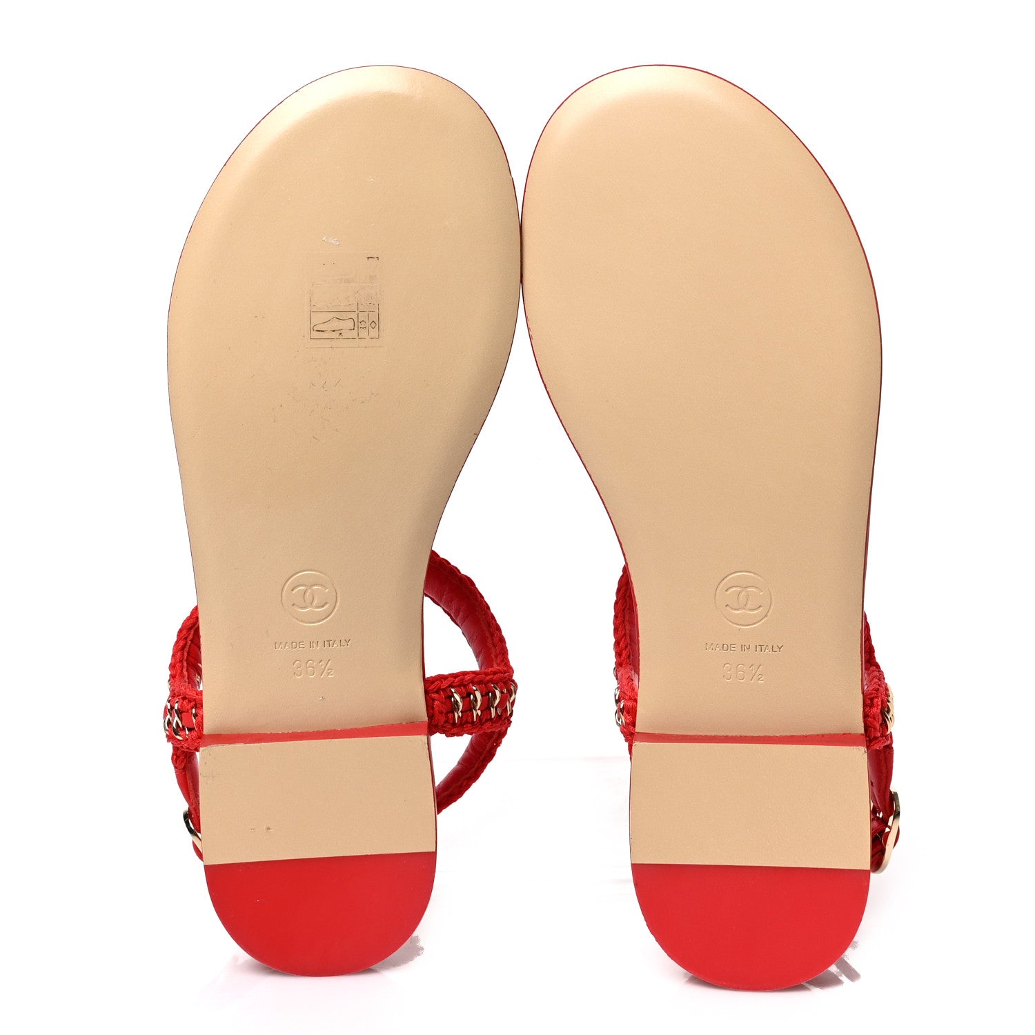 Chanel Lambskin Embroidered CC Thong Sandals 36.5 Red 5 of 8