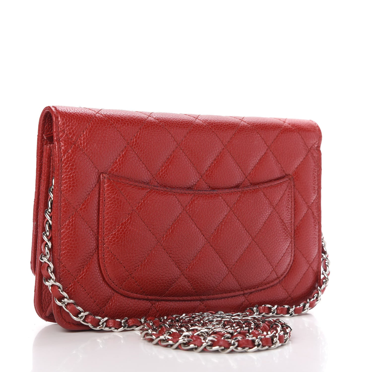 Chanel Caviar Quilted Wallet On Chain WOC Red 3 of 12