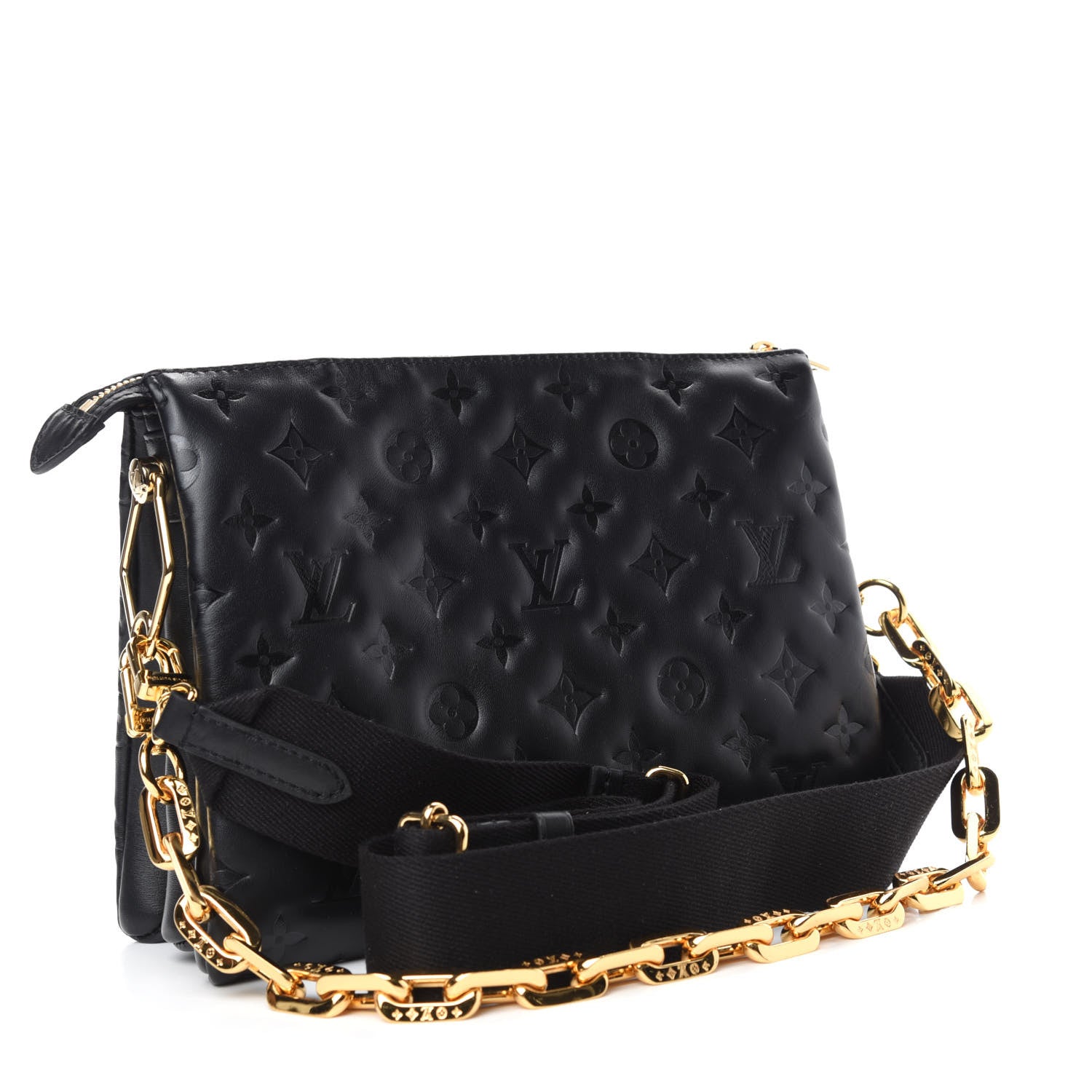 Louis Vuitton Lambskin Embossed Monogram Coussin PM Black 3 of 10