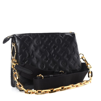 Louis Vuitton Lambskin Embossed Monogram Coussin PM Black 3 of 10