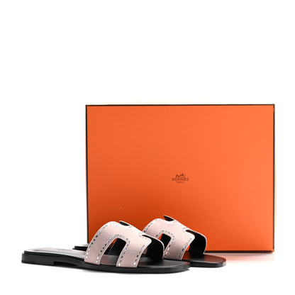 Hermes Suede Goatskin Crystal Embellished Oran Sandals 37 Rose Porcelaine 10 of 10