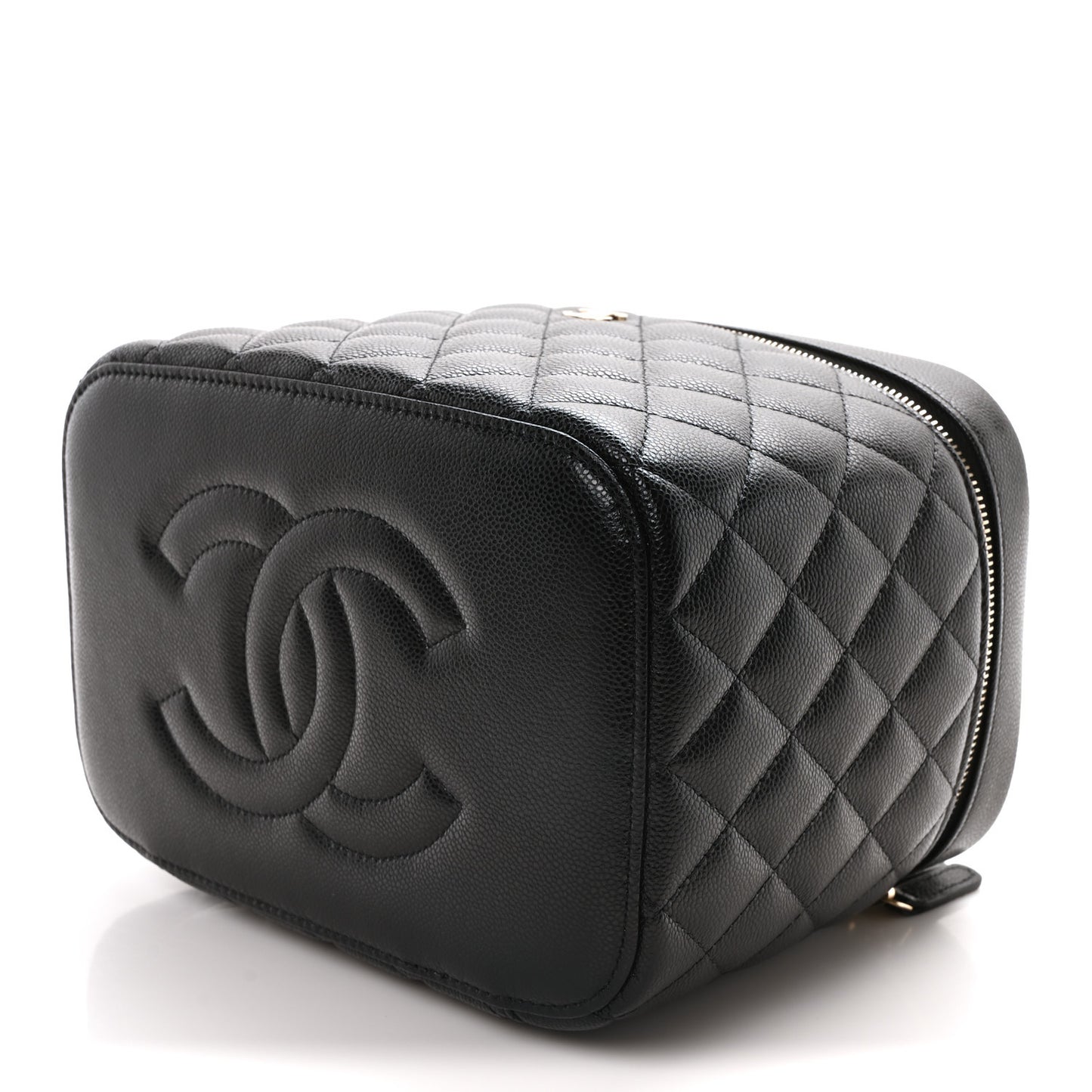 Caviar Quilted Large Vanity Pouch Black